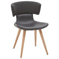 STUHL Flachgewebe Echtleder Schwarz, Eichefarben Wildeiche massiv  - Eichefarben/Schwarz, Natur, Leder/Holz (54/82,5/58cm) - Voglauer