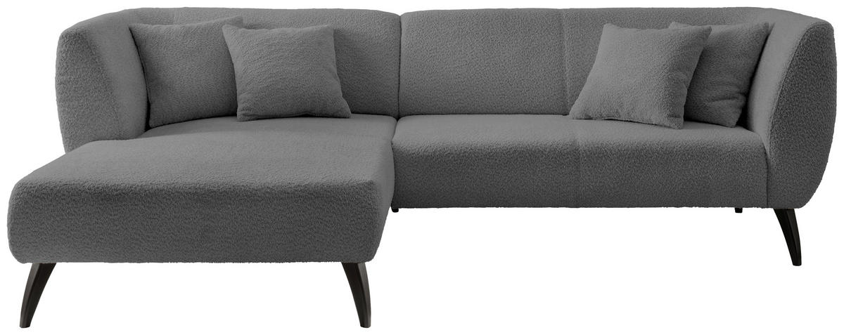 ECKSOFA in Bouclé Anthrazit  - Anthrazit/Schwarz, Modern, Holz/Textil (160/264cm) - MID.YOU