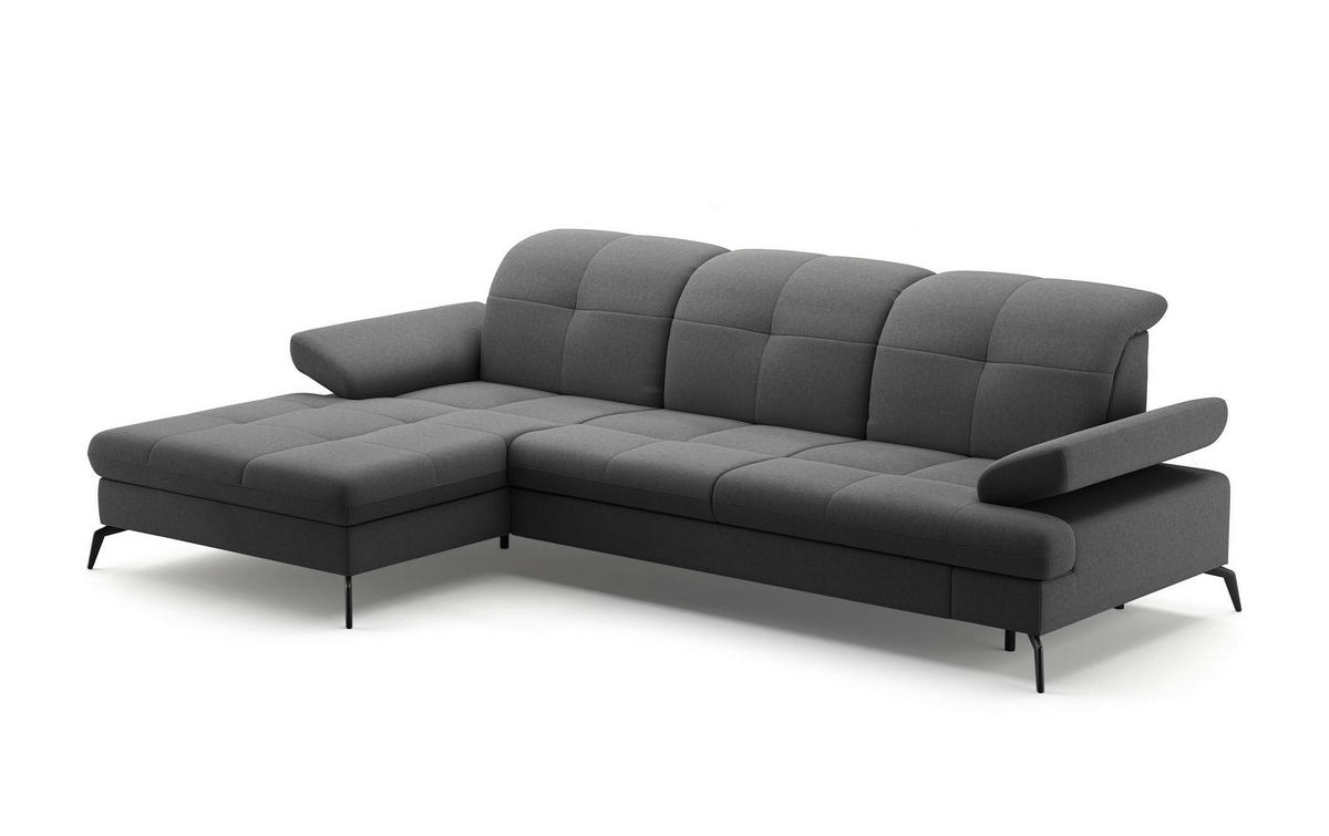 ECKSOFA in Flachgewebe Dunkelgrau  - Dunkelgrau/Schwarz, Konventionell, Textil/Metall (185/279cm) - Sit & More