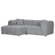 ECKSOFA Hellgrau Cord Zierkissen, Rücken echt  - Hellgrau/Schwarz, KONVENTIONELL, Kunststoff/Textil (162/250cm) - Carryhome