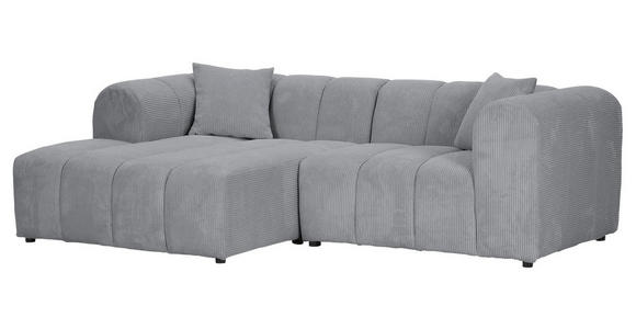 ECKSOFA Hellgrau Cord Zierkissen, Rücken echt  - Hellgrau/Schwarz, KONVENTIONELL, Kunststoff/Textil (162/250cm) - Carryhome