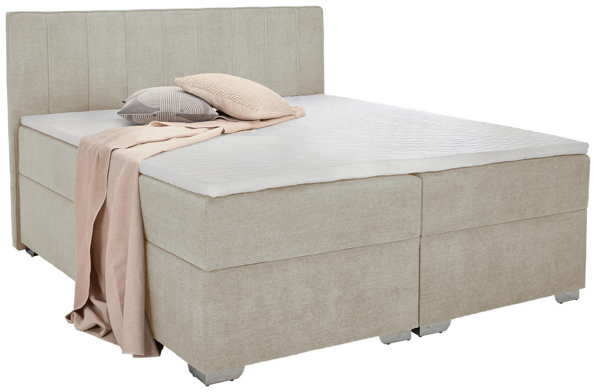 BOXBETT 200/200 cm  in Creme  - Chromfarben/Creme, Trend, Kunststoff/Textil (200/200cm) - Boxxx