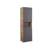 HOCHSCHRANK 45/168,0/43 cm  - Eichefarben/Grau, MODERN, Glas/Holzwerkstoff (45/168,0/43cm) - Sadena