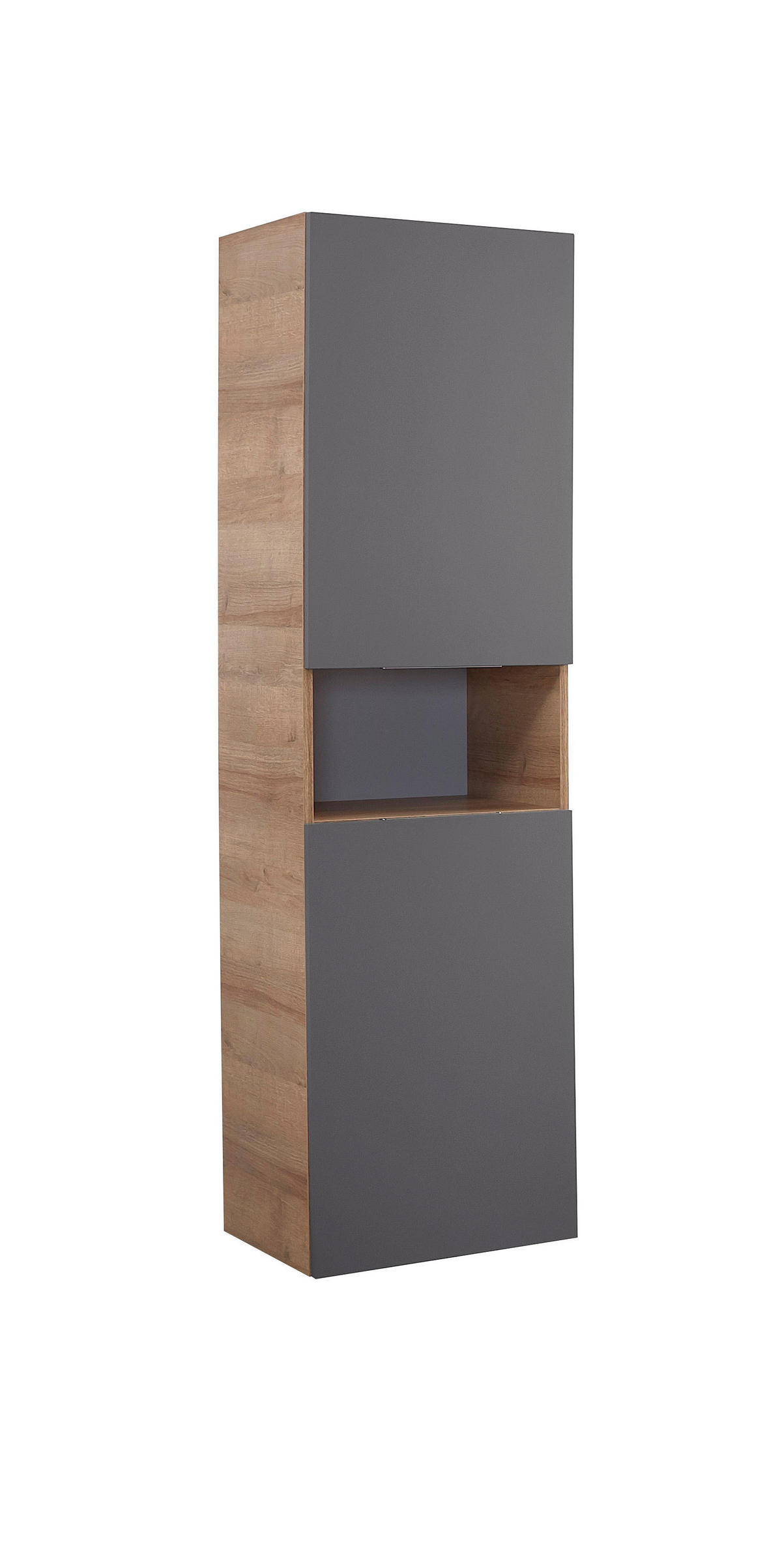 HOCHSCHRANK 45/168,0/43 cm  - Eichefarben/Grau, MODERN, Glas/Holzwerkstoff (45/168,0/43cm) - Sadena