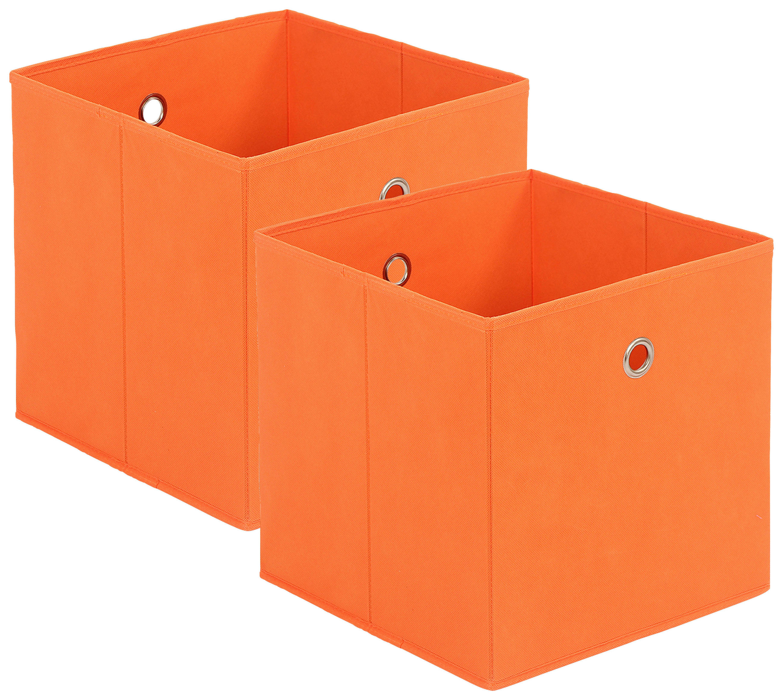 FALTBOX 2er Set - Silberfarben/Orange, Design, Karton/Textil (32/32/32cm) - Carryhome