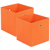 FALTBOX 2er Set - Silberfarben/Orange, Design, Karton/Textil (32/32/32cm) - Carryhome