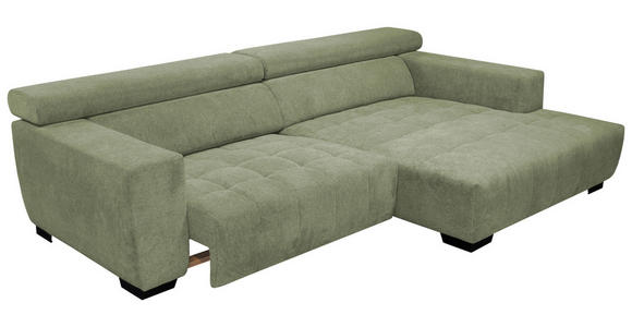 ECKSOFA in Webstoff Olivgrün  279/182 cm  - Schwarz/Olivgrün, KONVENTIONELL, Textil/Metall (279/182cm) - Hom`in