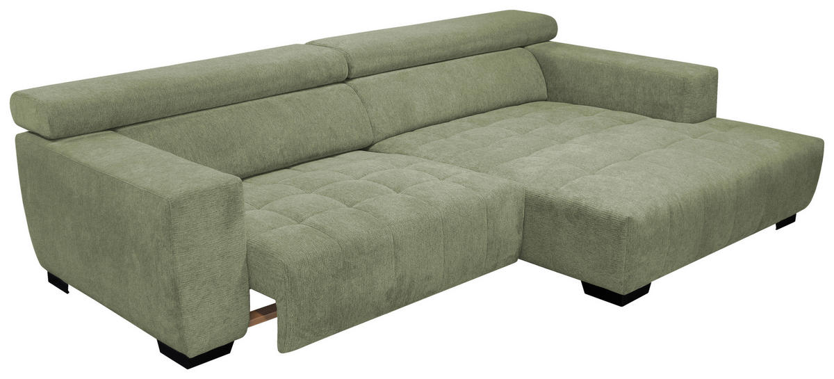 ECKSOFA in Webstoff Olivgrün  279/182 cm  - Schwarz/Olivgrün, KONVENTIONELL, Textil/Metall (279/182cm) - Hom`in