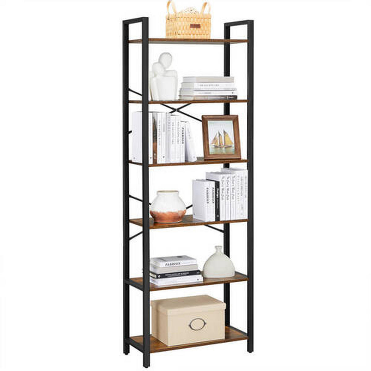 REGAL  66/186/30 cm  - Schwarz/Braun, Trend, Holzwerkstoff/Metall (66/186/30cm) - Boxxx