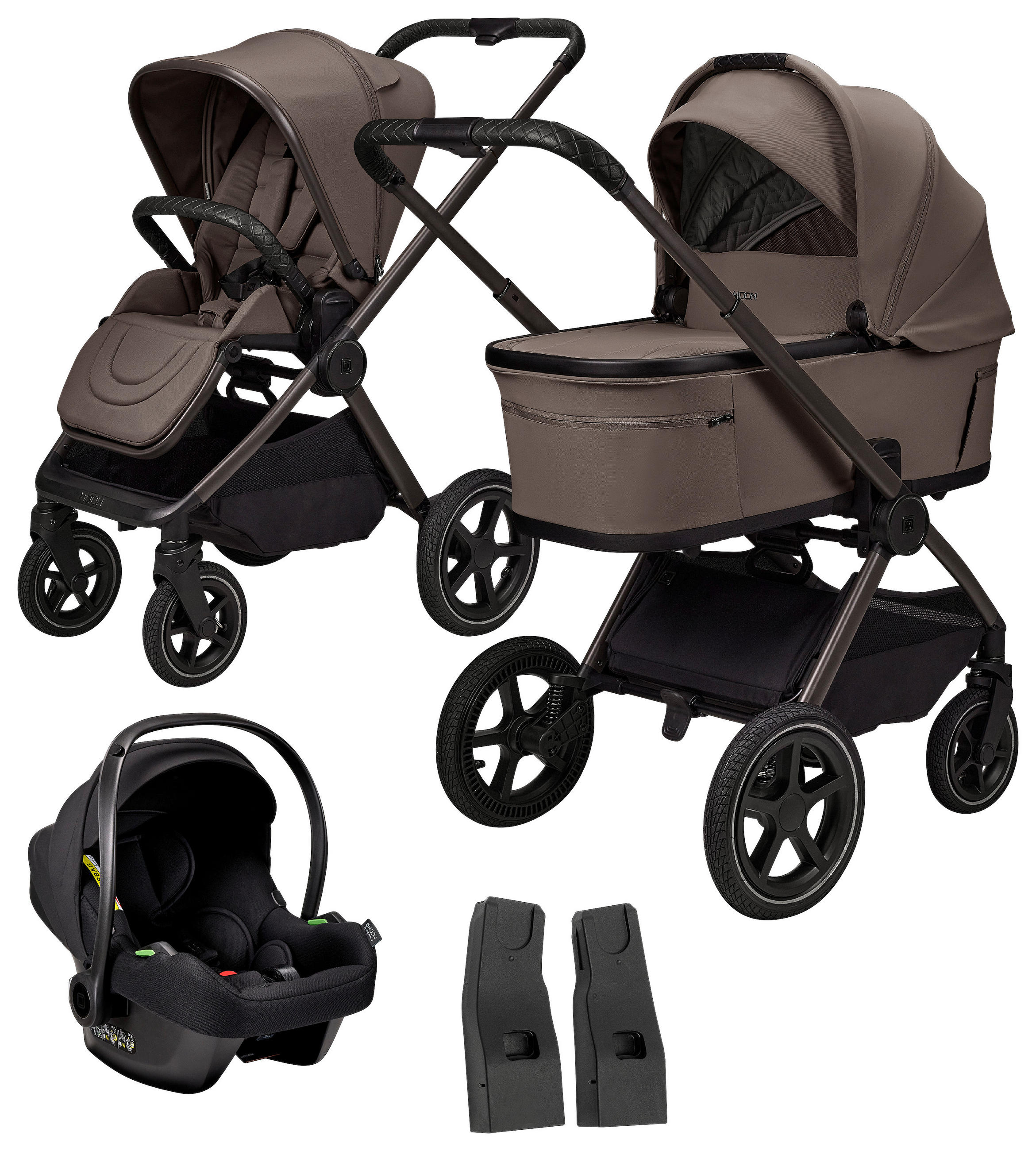 KINDERWAGENSET  GIO FOLD SET AIR  greige  - Greige/Schwarz, Basics, Textil (120/58/92cm) - Moon Edition