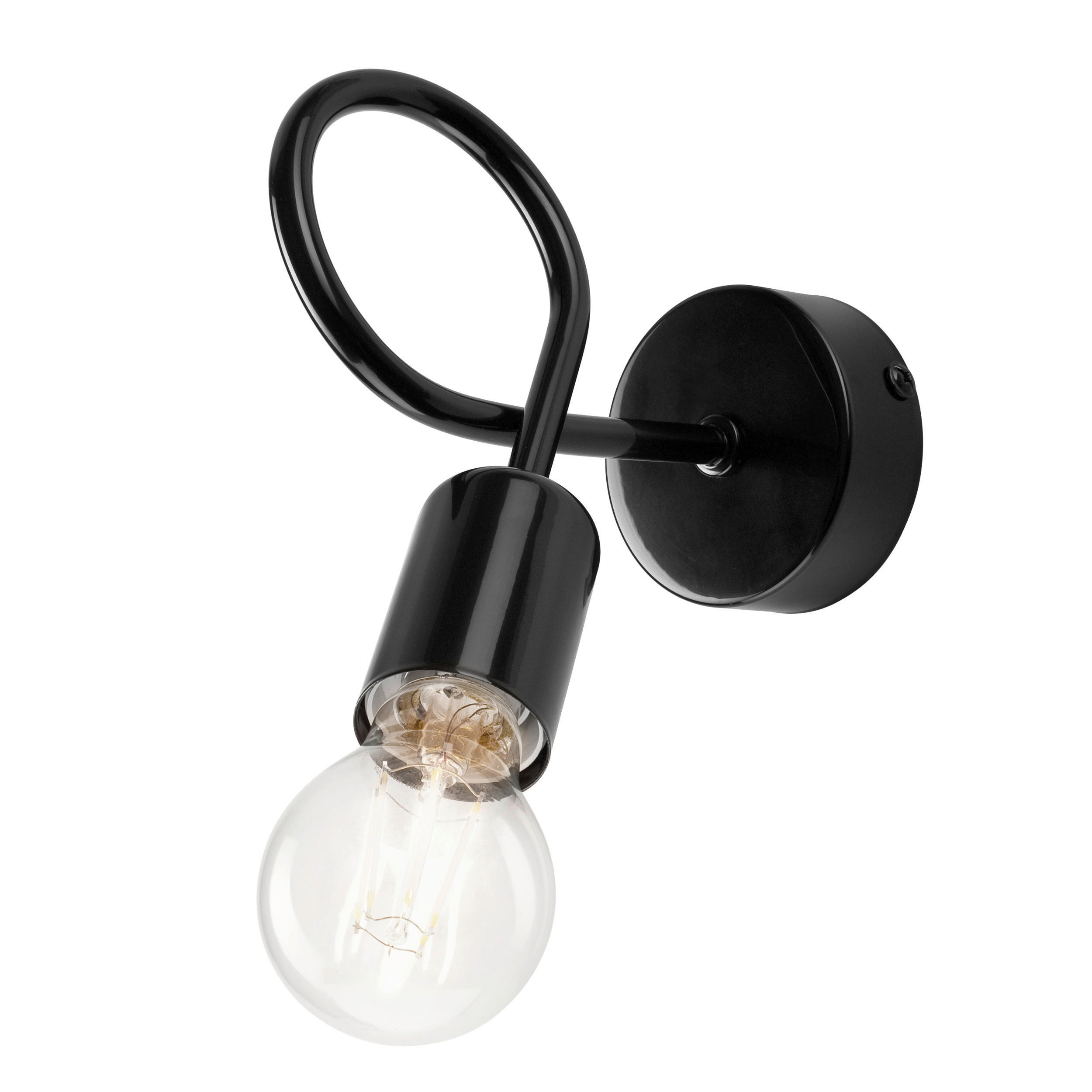 WANDLEUCHTE 8/18 cm   - Schwarz Hochglanz, Natur, Metall (8/18cm)