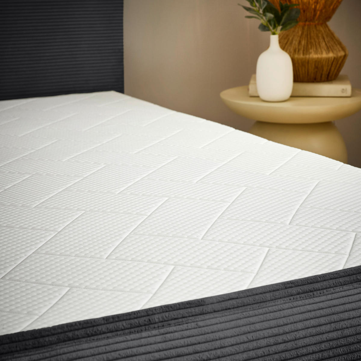 BOXBETT 180/200 cm,  in Anthrazit, Kissen, Bettkasten, Topper, H3 + H3 = fest  - Anthrazit/Schwarz, Design, Kunststoff/Textil (180/200cm) - Chameo