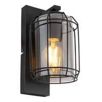 WANDLEUCHTE 13/16,5/25 cm   - Schwarz, Basics, Glas/Metall (13/16,5/25cm) - Globo