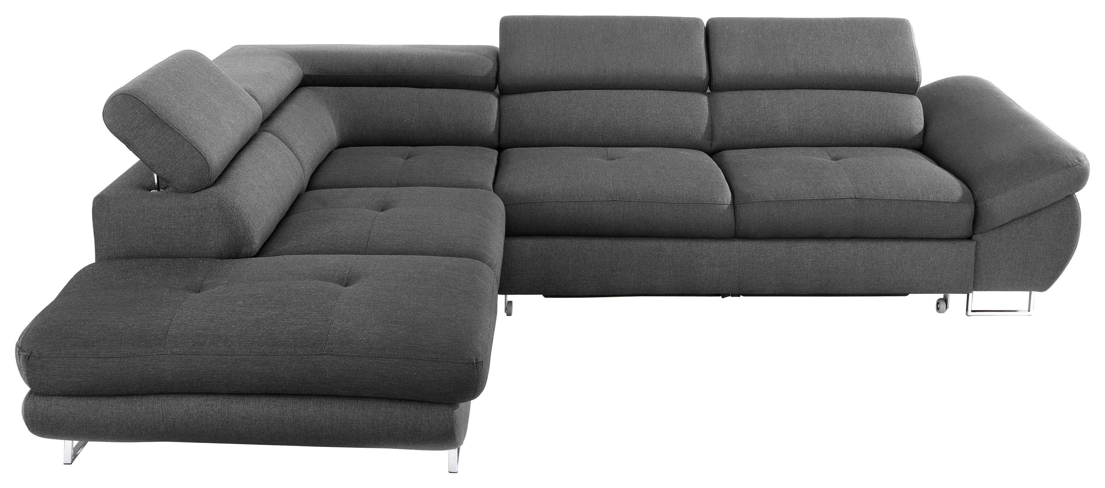 CANAPÉ D'ANGLE in Webstoff Dunkelgrau  - Dunkelgrau, Design, Textil/Metall (235/280cm) - Hom`in