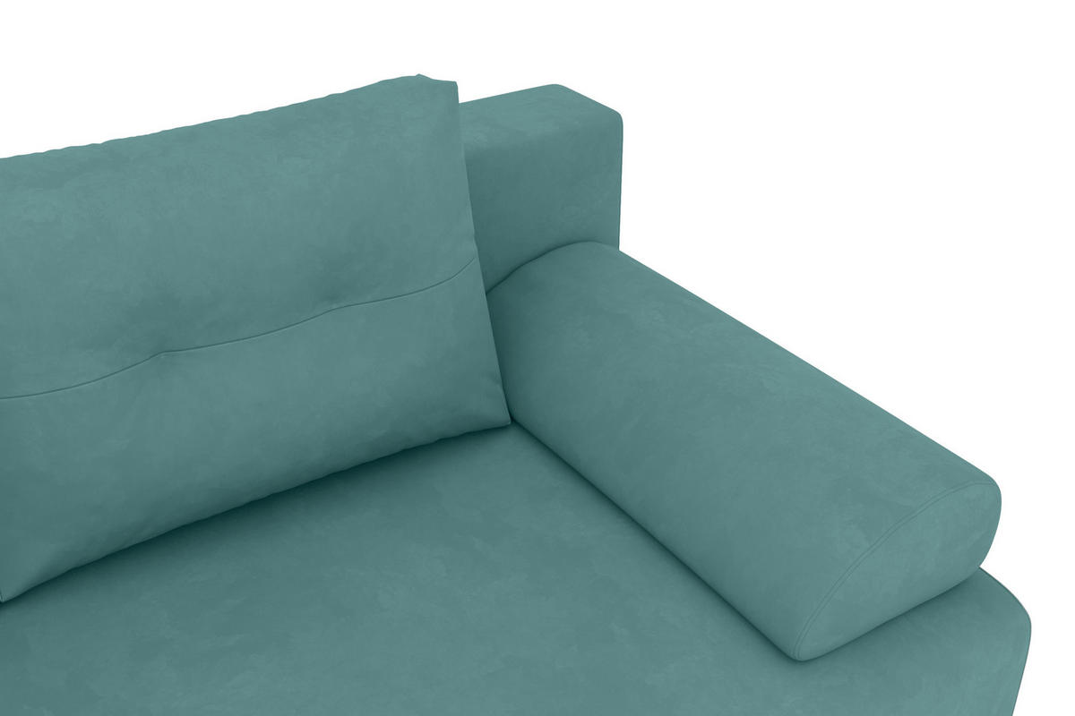SCHLAFSOFA  mit Liegefunktion Velours Türkis  - Türkis/Schwarz, KONVENTIONELL, Textil/Metall (200/98/90cm) - Carryhome