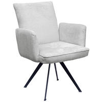 ARMLEHNSTUHL  Stoffauswahl, automatische Rückholfunktion, Sitzfläche 320° drehbar Teddystoff  - Schwarz/Grau, Design, Textil/Metall (64/87/71cm) - Welnova