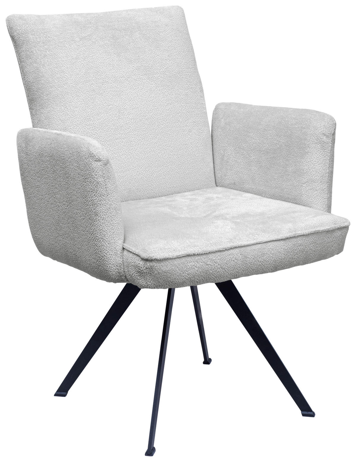 ARMLEHNSTUHL  Stoffauswahl, automatische Rückholfunktion, Sitzfläche 320° drehbar Teddystoff  - Schwarz/Grau, Design, Textil/Metall (64/87/71cm) - Welnova