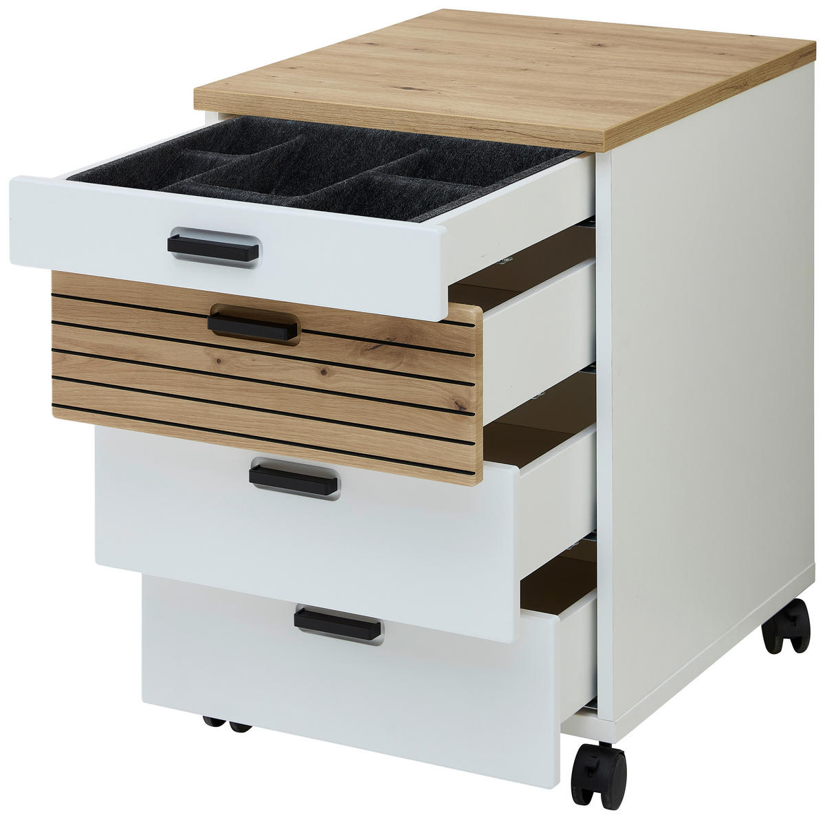 Rollbox  45/66/55 cm  - alb/stejar Artisan, Konventionell, plastic/material pe bază de lemn (45/66/55cm) - Stylife