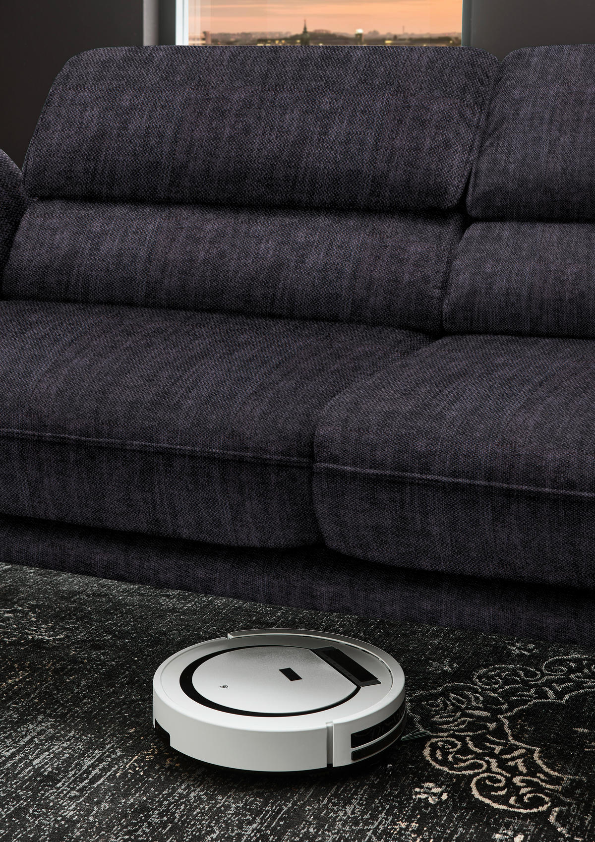 ECKSOFA in Velours Anthrazit  - Anthrazit/Schwarz, Design, Textil/Metall (283/153cm) - Valdera