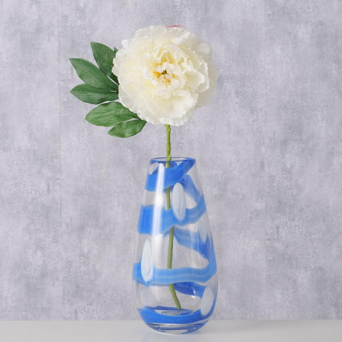 VAS 28,5 cm  - vit/blå, Trend, glas (28,5cm)