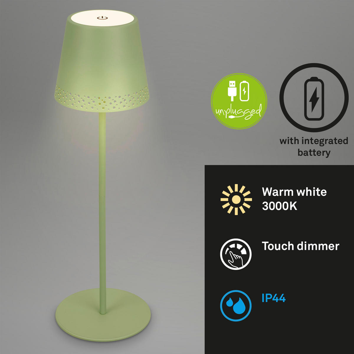 PUNJIVA STONA LAMPA - zelena, Trendi, metal (12/22-38cm)