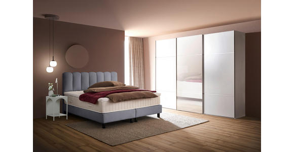 BOXSPRINGBETT 180/200 cm,  in Hellgrau, Topper, Matratzen, H3 = fest  - Hellgrau/Schwarz, Design, Holzwerkstoff/Textil (180/200cm) - Esposa