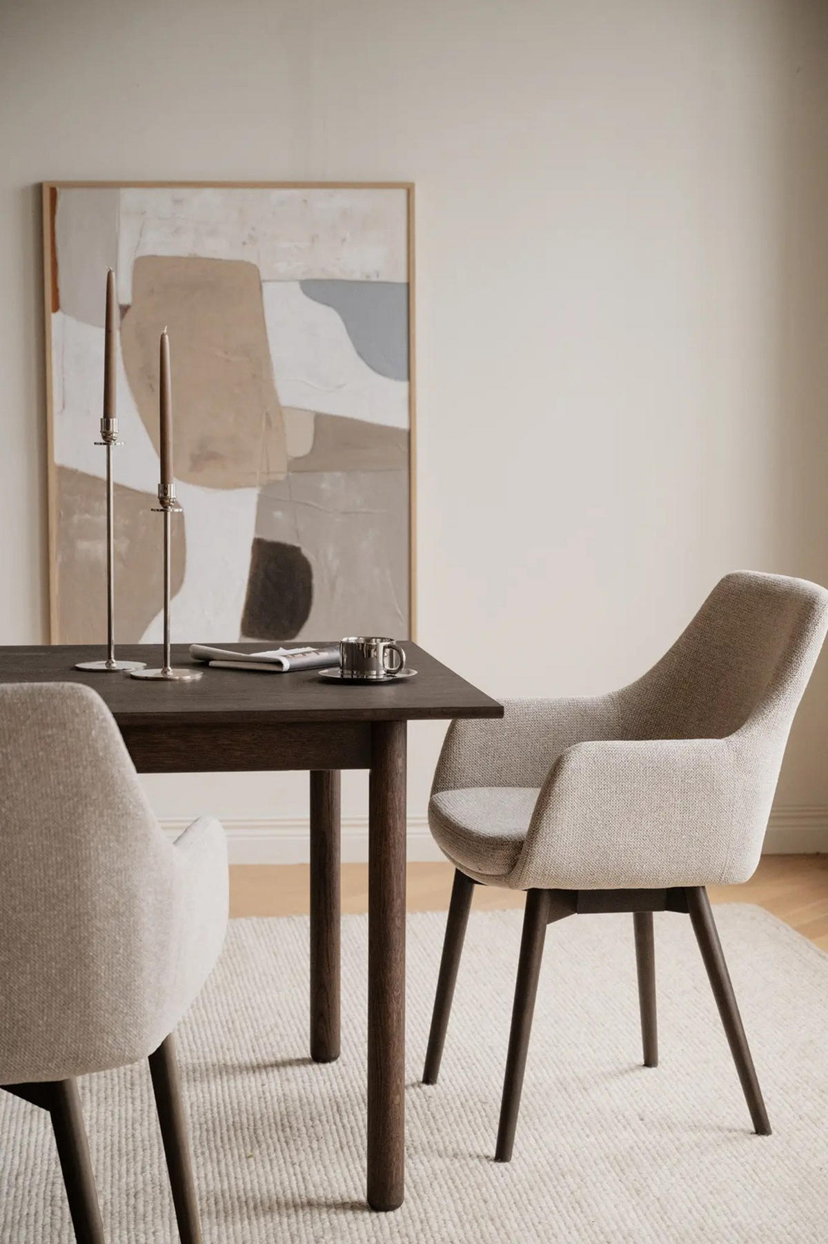 STOL MED ARMSTÖD     - beige/brun, Klassisk, metall/trä (55/88/61cm) - Rowico