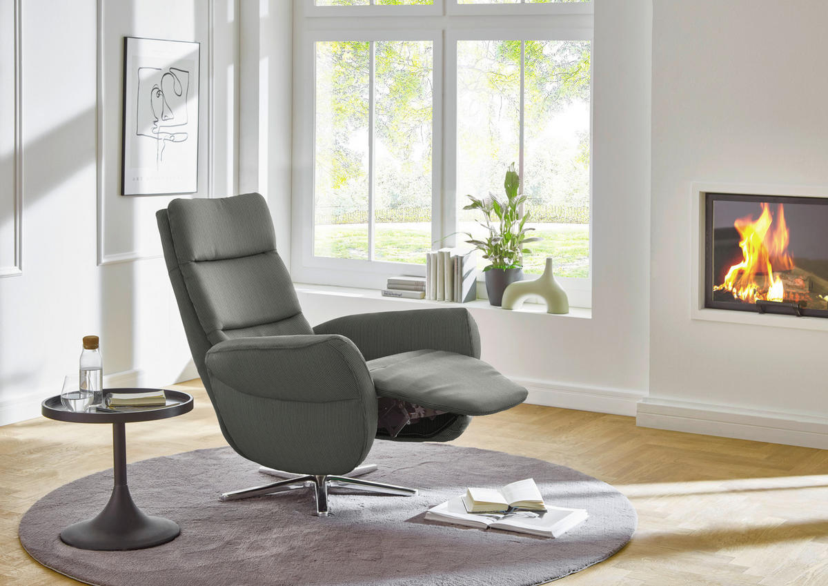 RELAXSESSEL in Textil Grau  - Chromfarben/Grau, Design, Textil/Metall (78/113/83cm) - Beldomo Speed