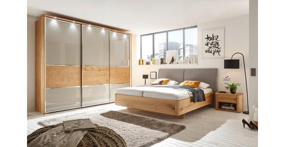 BETT 180/200 cm  in Grau, Eichefarben  - Eichefarben/Grau, Natur, Holz/Textil (180/200cm) - Valnatura