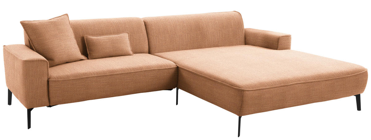 ECKSOFA in Flachgewebe Rostfarben  - Rostfarben/Schwarz, Design, Textil/Metall (285/190cm) - Johann Jakob