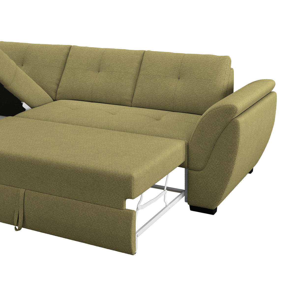 ECKSOFA Grün Zierkissen, Bettkasten, Schlaffunktion, Rücken echt  - Schwarz/Grün, KONVENTIONELL, Kunststoff/Textil (187/278cm) - MID.YOU