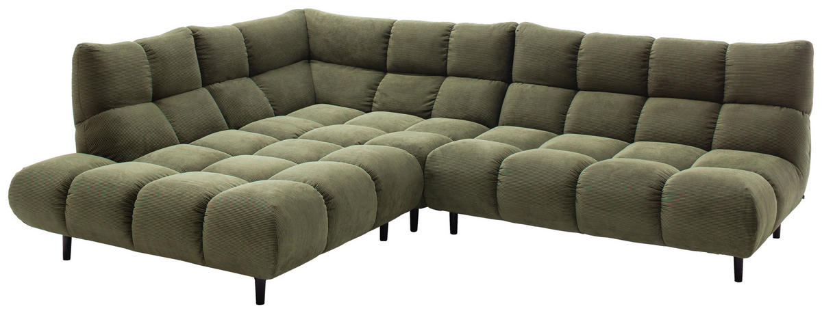 ECKSOFA Feincord Waldgrün  - Waldgrün/Schwarz, Design, Holz/Textil (215/288cm) - Pure Home Lifestyle