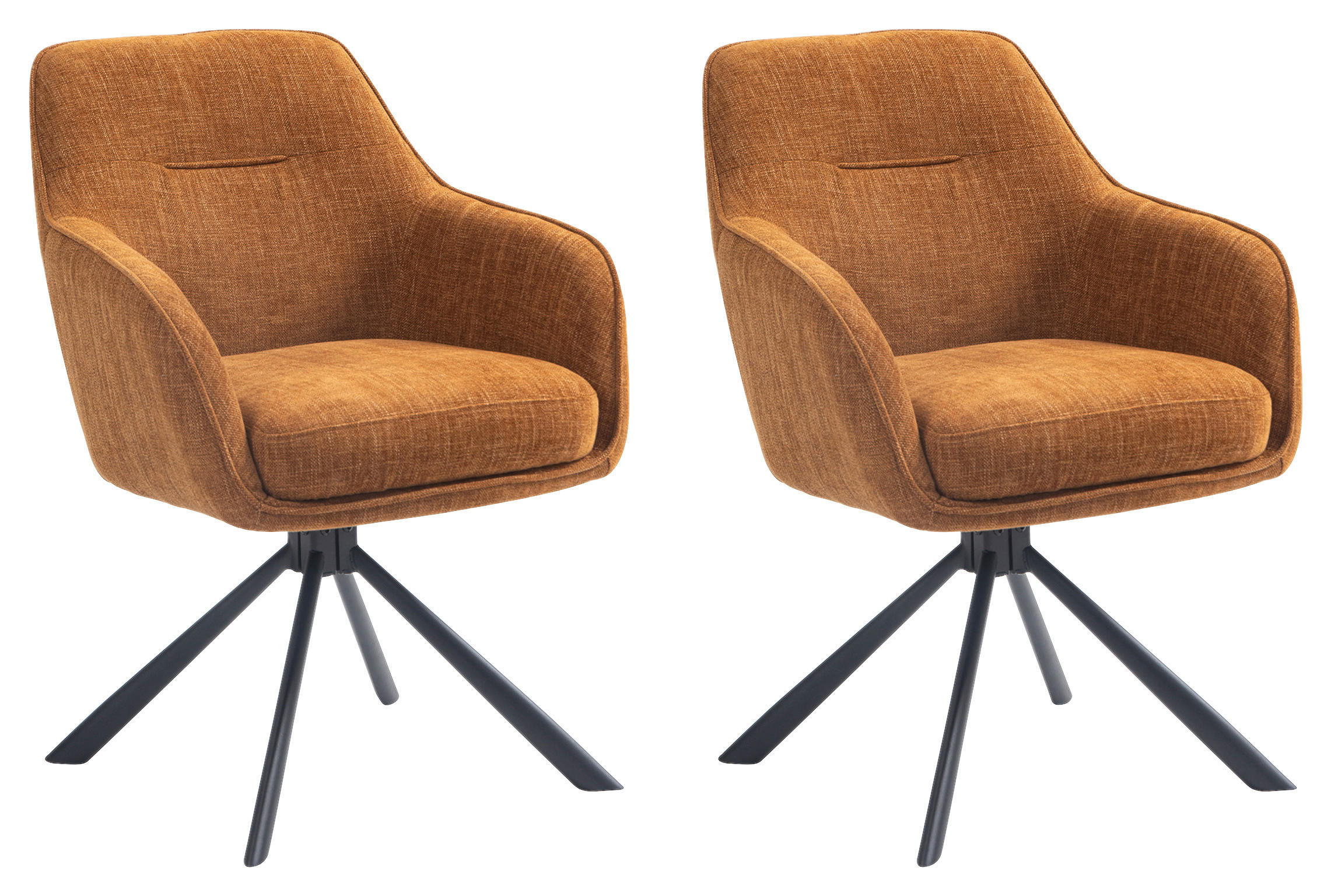 ARMLEHNSTUHL-SET 2 Stück  in Chenille  - Rostfarben/Schwarz, MODERN, Textil/Metall (59/87/65cm) - Livetastic