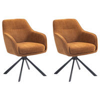 ARMLEHNSTUHL-SET 2 Stück  in Chenille  - Rostfarben/Schwarz, MODERN, Textil/Metall (59/87/65cm) - Livetastic