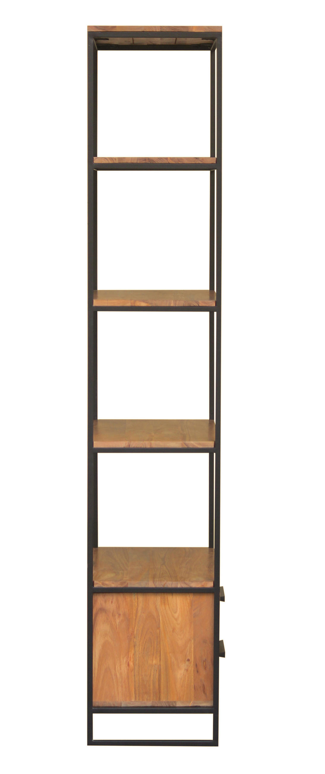 REGAL Akazie massiv Akaziefarben  - Schwarz/Akaziefarben, Design, Holz/Metall (60/190/35cm) - home24