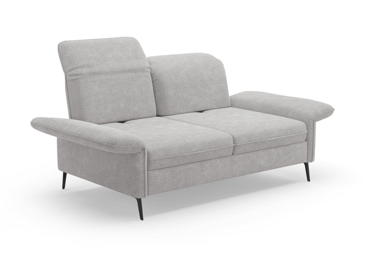 3-SITZER-SOFA in Flachgewebe Hellgrau  - Hellgrau/Schwarz, Konventionell, Textil/Metall (199/92/123cm) - Sit & More