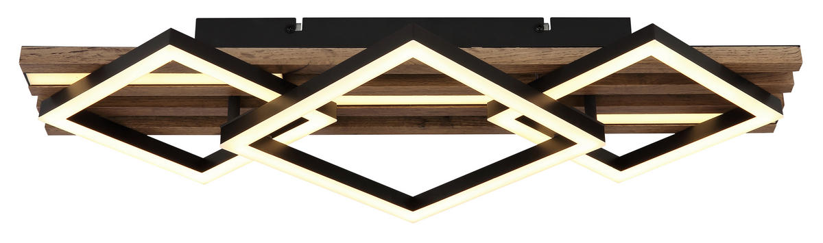 STROPNÍ LED SVÍTIDLO, 61/31/9,5 cm - bílá/tmavě hnědá, Natur, kov/kompozitní dřevo (61/31/9,5cm) - Globo