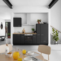 KÜCHENBLOCK Touch 270 cm  in Schwarz, Eichefarben  - Edelstahlfarben/Eichefarben, MODERN, Holzwerkstoff/Metall (270cm) - Nobilia