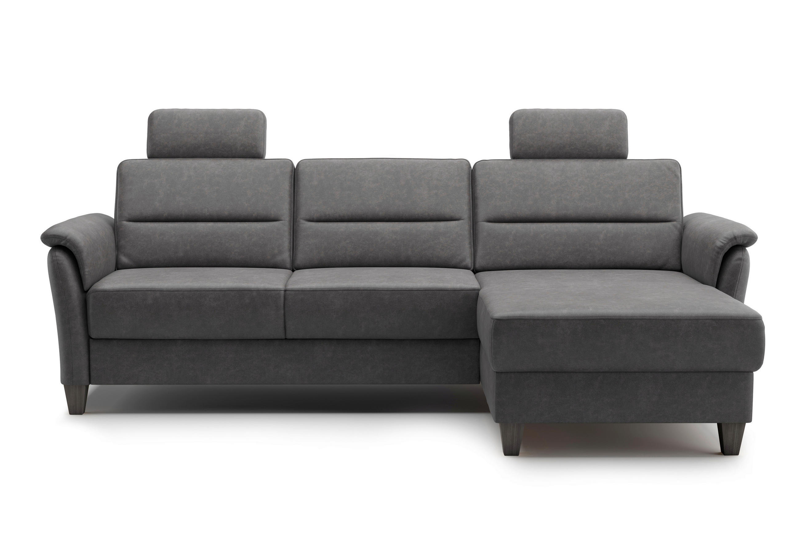 ECKSOFA in Mikrofaser Anthrazit  244/163 cm  - Wengefarben/Anthrazit, KONVENTIONELL, Holz/Textil (244/163cm) - Sit & More