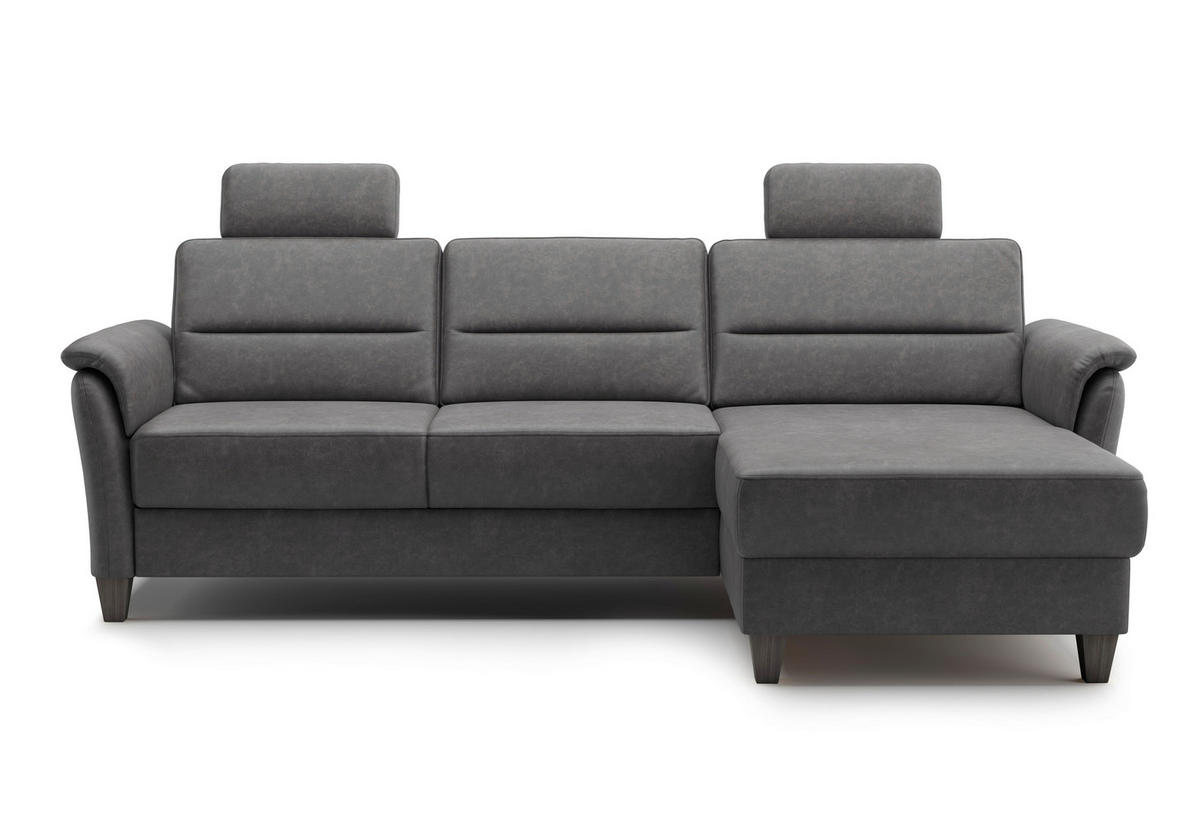 ECKSOFA in Mikrofaser Anthrazit  244/163 cm  - Wengefarben/Anthrazit, KONVENTIONELL, Holz/Textil (244/163cm) - Sit & More