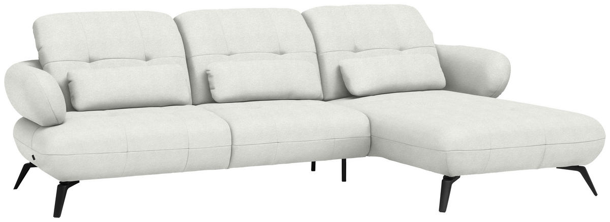 ECKSOFA Flachgewebe Grauweiss  - Schwarz/Grauweiss, Design, Textil/Metall (282/189cm) - Novel
