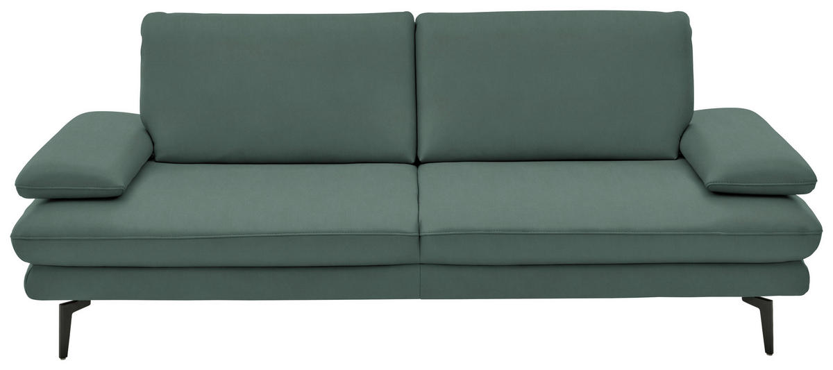 3-SITZER-SOFA in Echtleder Opal  - Opal/Schwarz, Design, Leder/Metall (222/86/104cm) - Dieter Knoll