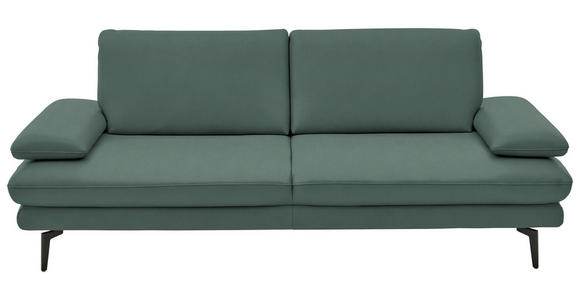 3-SITZER-SOFA  in Echtleder Opal   - Opal/Schwarz, Design, Leder/Metall (222/86/104cm) - Dieter Knoll
