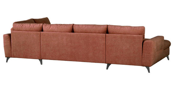 WOHNLANDSCHAFT Rot Chenille  - Rot/Schwarz, KONVENTIONELL, Textil/Metall (160/340/188cm) - Xora