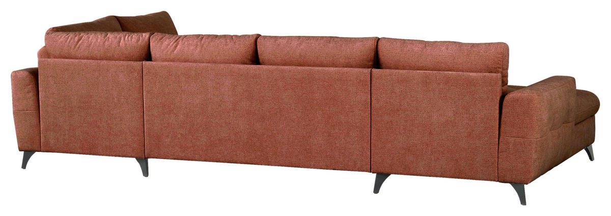 WOHNLANDSCHAFT Rot Chenille  - Rot/Schwarz, KONVENTIONELL, Textil/Metall (160/340/188cm) - Xora