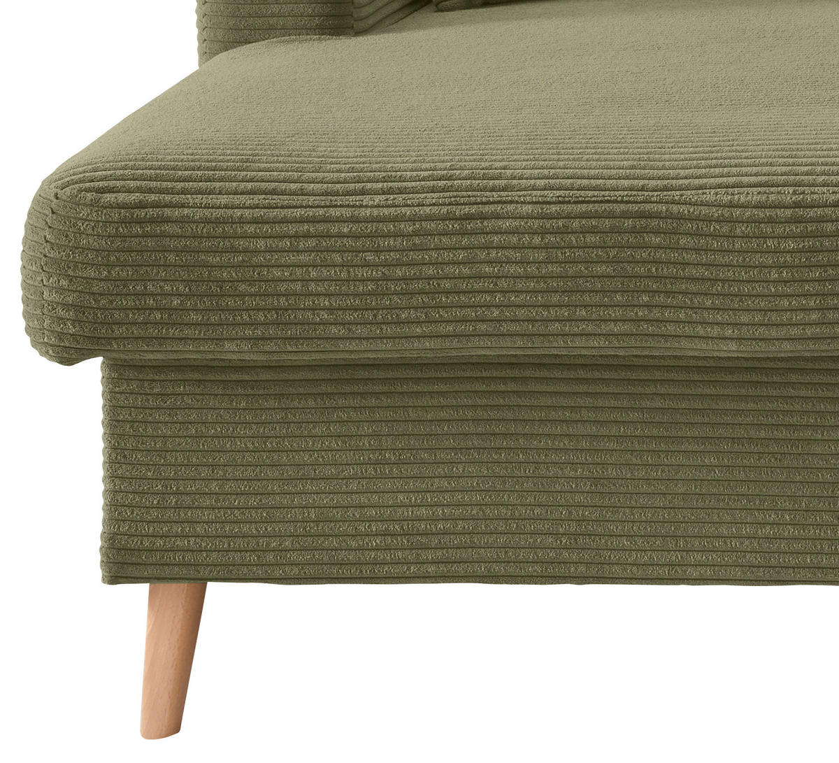 Ecksofa "VALENTINA" in Cord Olivgrün  - Naturfarben/Olivgrün, Design, Holz/Textil (150/228cm) - P & B