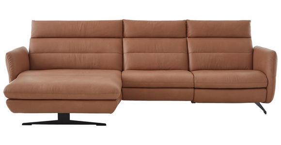 ECKSOFA  in Echtleder Haselnussfarben  157/300 cm  - Schwarz/Haselnussfarben, Design, Leder/Metall (157/300cm) - Dieter Knoll