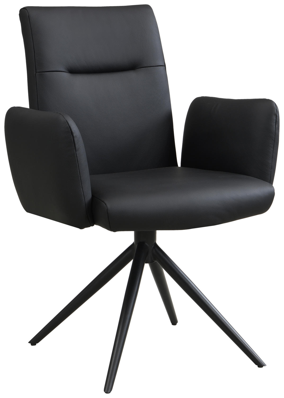ARMLEHNSTUHL  Sitzfläche 360° drehbar, automatische Rückholfunktion  Echtleder  - Schwarz, Trend, Leder/Metall (63/89/62cm) - Novel