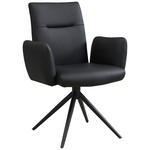 ARMLEHNSTUHL  Sitzfläche 360° drehbar, automatische Rückholfunktion  Echtleder  - Schwarz, Trend, Leder/Metall (63/89/62cm) - Novel