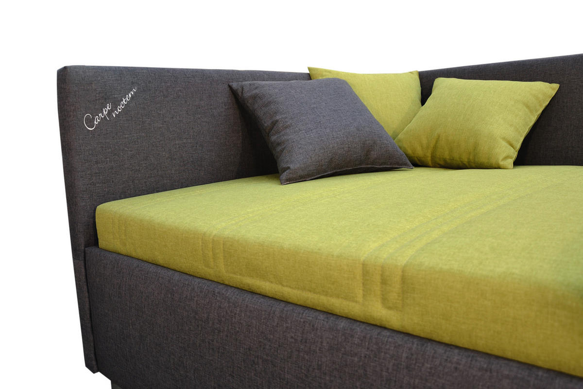 LEŽADLO, textil, 214/86/123 cm - limetková/sivá, Konventionell, kov/textil (214/86/123cm) - Blanar